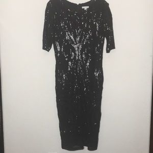 Black Sequin Stretch Midi